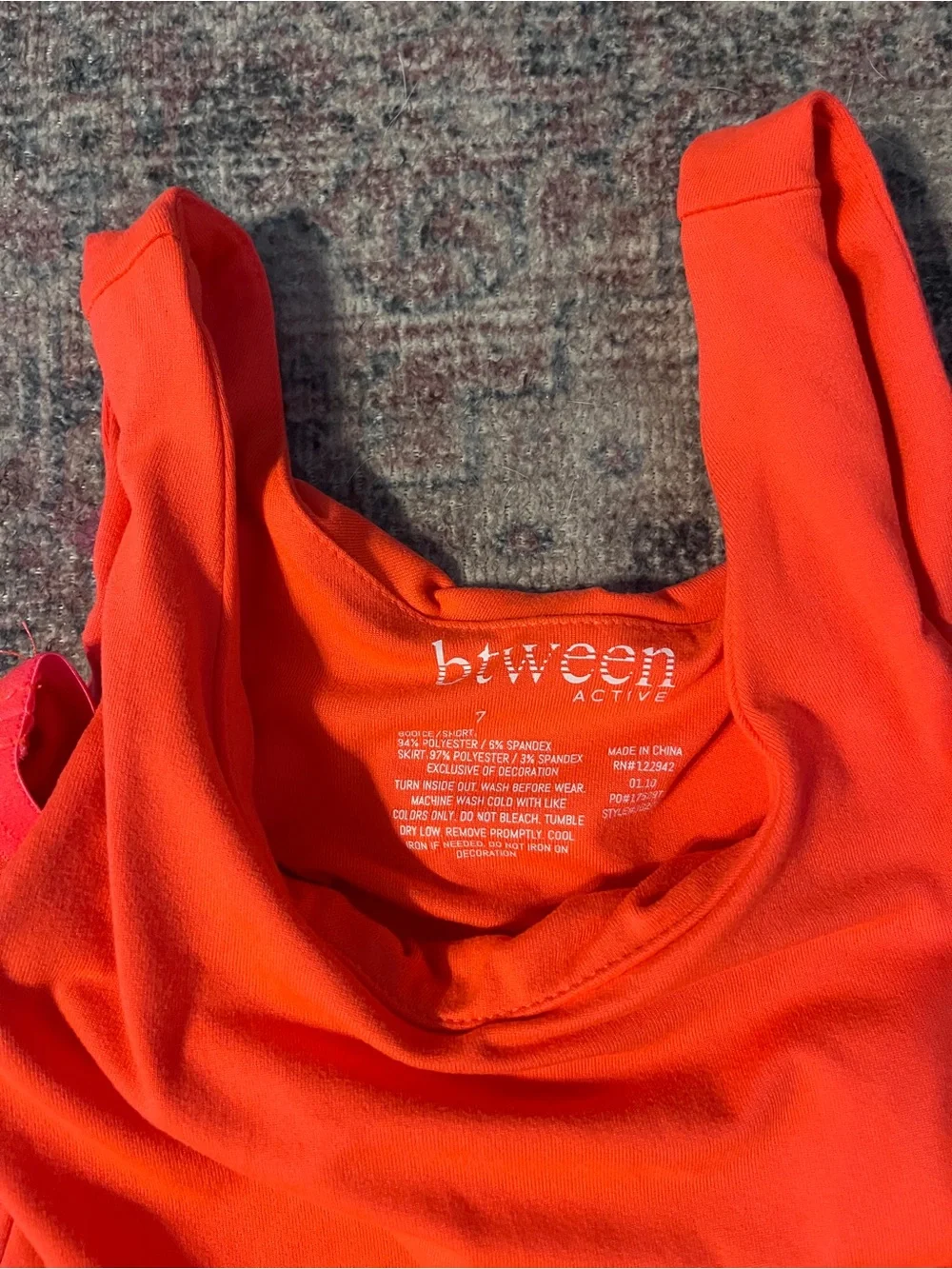 Girls 7 Btween Bright Orange Romper Skater Dress